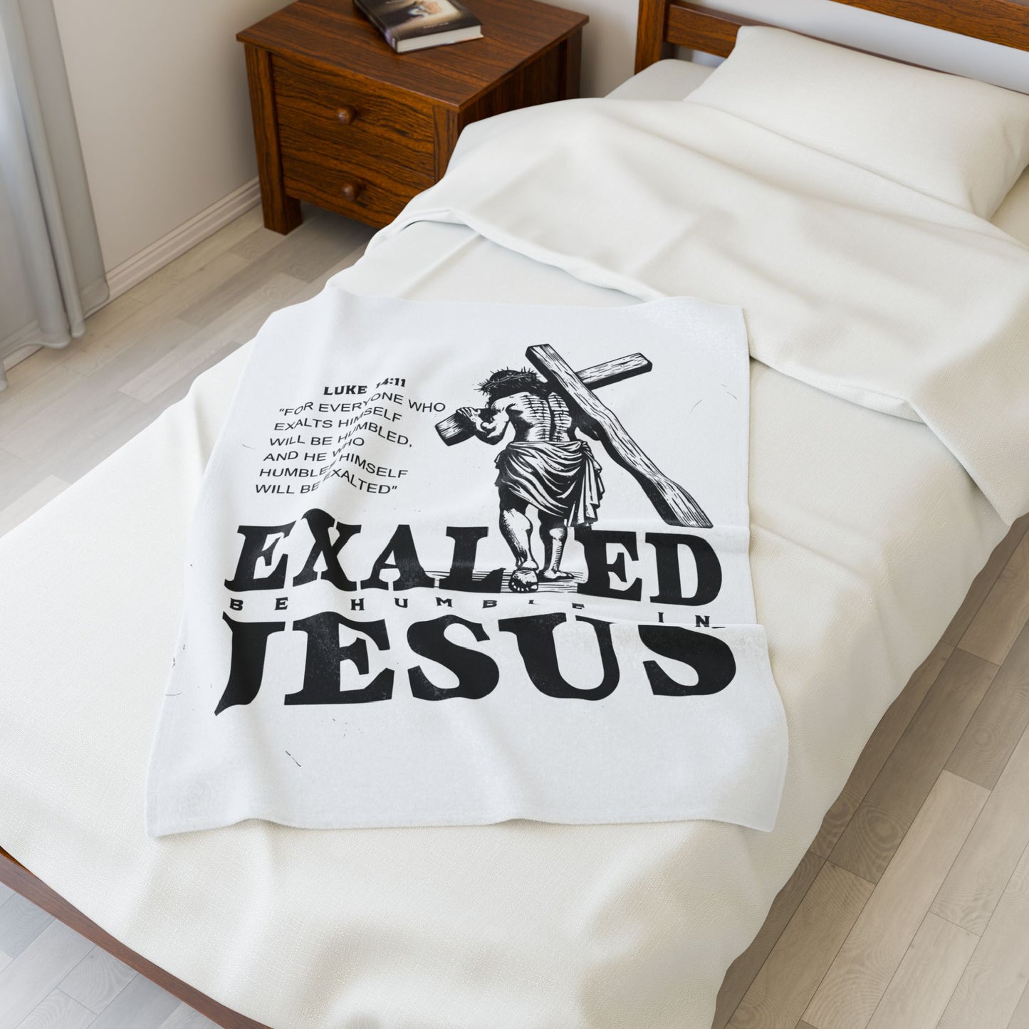 "Exalted In Jesus" Throw Plush Blanket